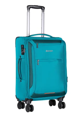 Unisex Soft Travel Bag Cabin Luggage Trolley Polyester Lightweight Expandable 4 Double Spinner Wheeled Suitcase with 3 Digit TSA lock E751 Green 