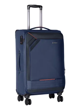 Expandable Luggage Trolley Bag Soft Suitcase for Unisex Travel Polyester Shell Lightweight with TSA lock Double Spinner Wheels E777SZ Large Checked 28 Inch Navy Blue 
