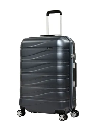 Makrolon Polycarbonate Lightweight Glamorous Hard Case Luggage Trolley 4 Quiet Double Spinner Wheels Suitcase with Tsa Approved Lock KJ95 Carbon Grey 