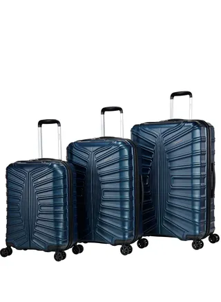Hard Case Travel Bag Trolley Luggage Set of 3 TPO Lightweight Suitcase 4 Quiet Double Spinner Wheels with TSA Lock KK30 Dark Navy 