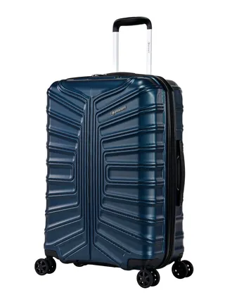 Hard Case Travel Bag Medium Luggage Trolley TPO Lightweight Suitcase 4 Quiet Double Spinner Wheels with TSA Lock KK30 Dark Navy 