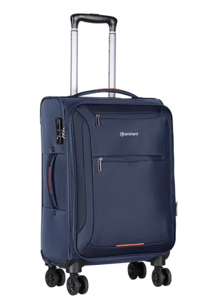Unisex Soft Travel Bag Cabin Luggage Trolley Polyester Lightweight Expandable 4 Double Spinner Wheeled Suitcase with 3 Digit TSA lock E751 Navy Blue 