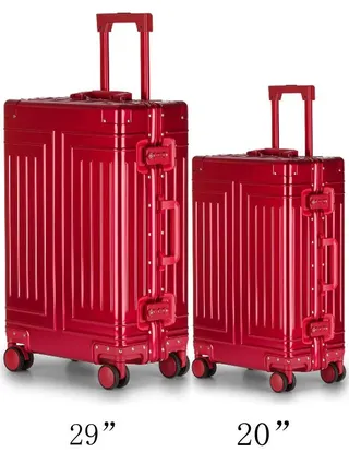 Set of 2 Hardcase Travel Suitcase Al-Mg Alloy Luggage Trolley With 4 Spinner Wheel 29" and 20" Inches 