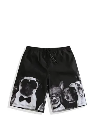 1-Piece Men Swim Beach Shorts Quick Dry Swimming Trunks Drawstring Surfing Board Shorts Loose Boxers Short Pants 