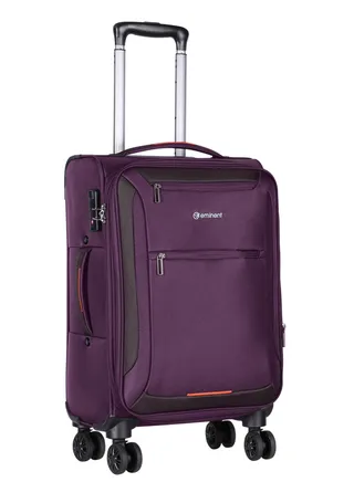 Unisex Soft Travel Bag Cabin Luggage Trolley Polyester Lightweight Expandable 4 Double Spinner Wheeled Suitcase with 3 Digit TSA lock E751 Purple 