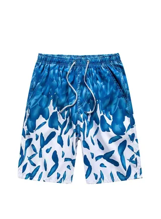 1-Piece Men Swim Beach Shorts Quick Dry Swimming Trunks Drawstring Surfing Board Shorts Loose Boxers Short Pants 