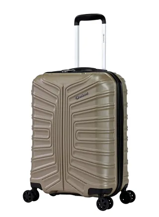 Hard Case Travel Bag Cabin Luggage Trolley TPO Lightweight Suitcase 4 Quiet Double Spinner Wheels with TSA Lock KK30 Gold Champagne 