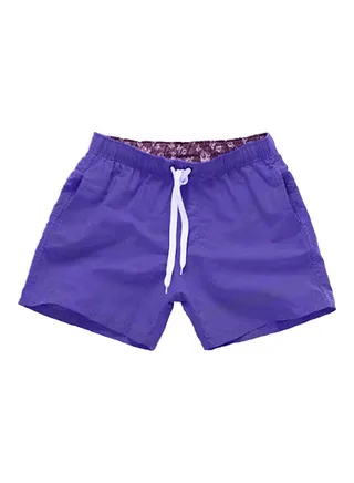 Summer Drawstring Beach Shorts Purple 