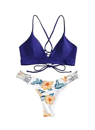 WWomen's Bikini Cut Flower Two Piece Swimsuit Pushups Swimwear Beachwear multicolour 