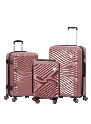 Biggdesign 3 Piece Moods Up Luggage Set with Spinner Wheels Rose Gold 
