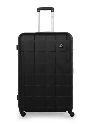 Hard Case Travel Bags Cabin Luggage Trolley ABS Lightweight Suitcase with 4 Spinner Wheels A207 Black 