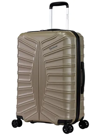 Hard Case Travel Bag Medium Luggage Trolley TPO Lightweight Suitcase 4 Quiet Double Spinner Wheels with TSA Lock KK30 Gold Champagne 