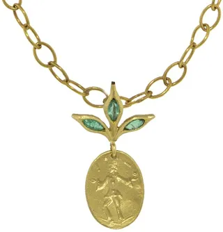 Emerald Leaf Top Juggler Muse Yellow Gold Charm