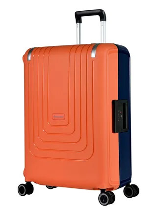 Vertica Hard Case Luggage Trolley Polypropylene Lightweight 4 Quiet Double Spinner Wheels With Tsa Lock B0006M DarkBlue Orange 