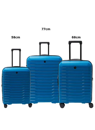 Echolac Lordnorth 58+68+77cm 3 Piece Set Hardcase Expandable 4 Double Wheel  Luggage Trolley Set  Blue 