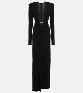 Crystal-embellished ring-detail gown