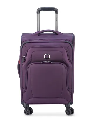 Delsey Optimax Lite 55cm Softcase 4 Double Wheel Expandable Cabin Luggage Trolley Purple 