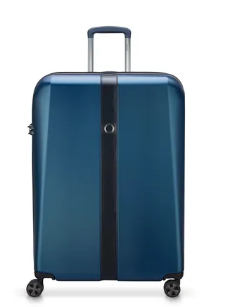 Delsey Promenade Hard 2.0 82cm Hardcase 4 Double Wheel Expandable Check In Luggage Trolley Blue 