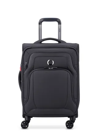 Delsey Optimax Lite 55cm Softcase 4 Double Wheel Expandable Cabin Luggage Trolley Black 