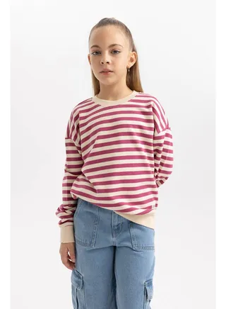 Girl Regular Fit Crew Neck Long Sleeve Knitted Sweat Shirt 