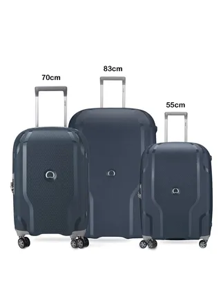 Clavel 55+70+83cm Hardcase 4 Double Wheel 3 Piece Luggage Trolley Set Blue Jean 
