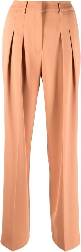 Straight-Leg Pleated Trousers