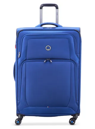 Delsey Optimax Lite 78.5cm Softcase 4 Double Wheel Expandable Large Check-In Luggage Trolley Blue 