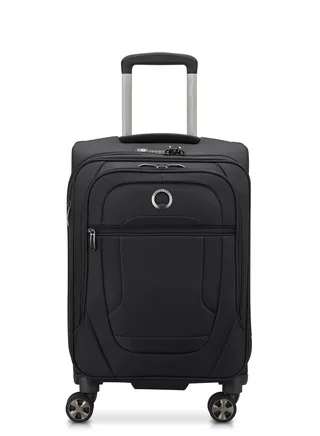 Delsey Helium DLX 55cm Softcase 4 Double Wheel Expandable Cabin Luggage Trolley Black 
