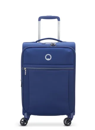 Delsey Brochant 2.0 55cm Softcase 4 Double Wheel Expandable Cabin LuggageTrolley Blue 