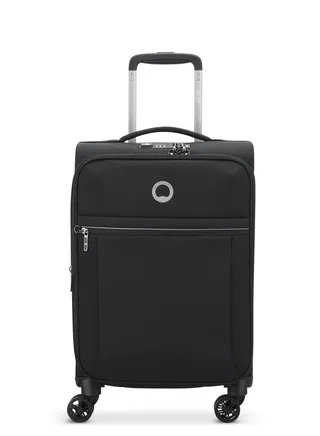 Delsey Brochant 2.0 55cm Softcase 4 Double Wheel Expandable Cabin Luggage Trolley Black 