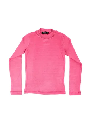 Mock Neck Lightweight Girls Top - Light Fuchsia 