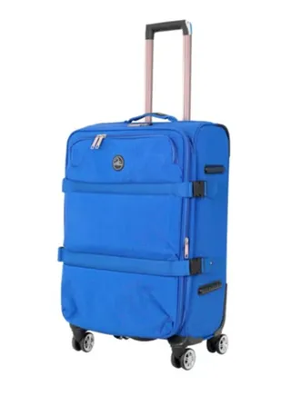 Reflection 20 Inch Crinkle Carryon Suitcase Lightweight Vertical Series Travel Soft Luggage Trolley with 36L Storage Capacity and 4 Spinner Wheels Blue 