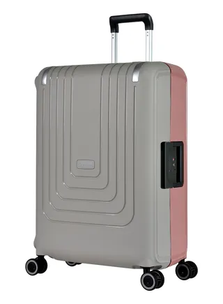 Vertica Hard Case Luggage Trolley Polypropylene Lightweight 4 Quiet Double Spinner Wheels With Tsa Lock B0006M Grey Pink 