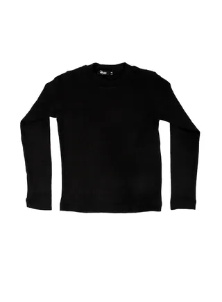 Mock Neck Lightweight Girls Top - Black 