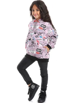Purple Printed Long Sleeved Hoodie_purple 