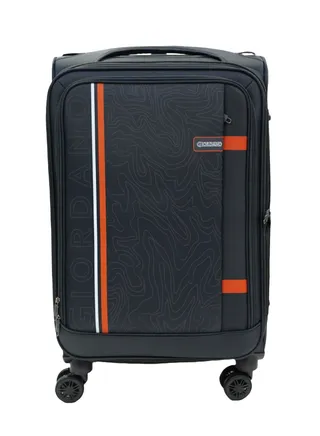 GIORDANO Jodo Series Check-In Medium Suitcase Grey, Soft Nylon Lightweight Durable Expandable 4 Wheels Luggage Trolley Bag 24" With Secure TSA Combination Lock. 