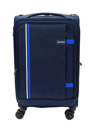 GIORDANO Jodo Series Check-In Medium Suitcase Navy Blue, Soft Nylon Lightweight Durable Expandable 4 Wheels Luggage Trolley Bag 24" With Secure TSA Combination Lock. 