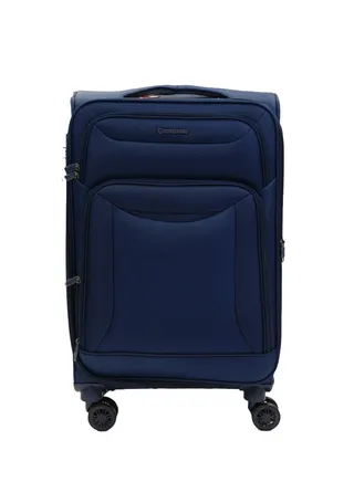 GIORDANO Casablanca Series Check-In Medium Suitcase Navy Blue, Soft Nylon Lightweight Durable Expandable 4 Wheels Luggage Trolley Bag 24" With Secure 3 Digit Number Lock. 