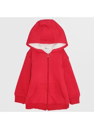 LONG-SLEEVED FLEECED ZIP-UP HOODIE 