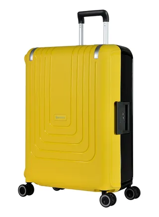 Vertica Hard Case Luggage Trolley Polypropylene Lightweight 4 Quiet Double Spinner Wheels With Tsa Lock B0006M Yellow Black 