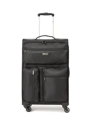 Softside Small Check in Luggage Trolley Black 