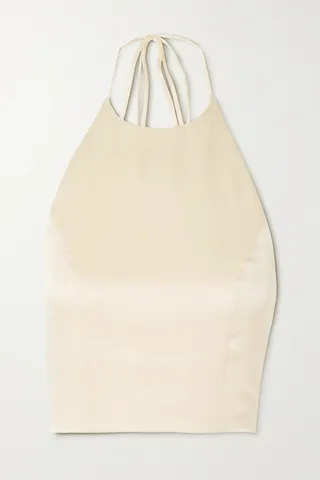 Anine Bing - Leslie Backless Silk-satin Halterneck Top - Cream