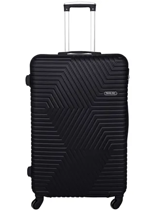 TravelWay Lightweight Checked Suitcase Luggage Trolley - Hardshell Suitcase for 30kg Spinner Luggage for Travel | ABS Material with 4 Spinner Wheels (Shine Black, 28 Inches (71 cm)) 