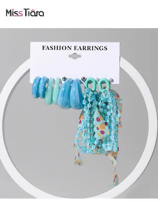 S925 silver needles earrings suitable for summer beach super hot collection acrylic handmade trendy candy color earrings set for girls and ladies 