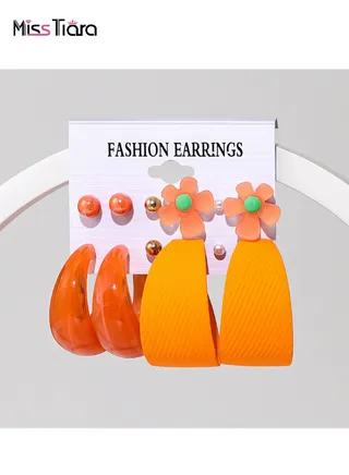 S925 silver needles earrings suitable for summer beach super hot collection acrylic handmade trendy candy color earrings set for girls and ladies 