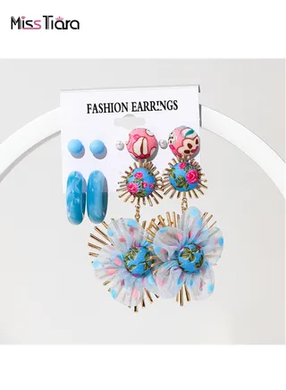 S925 silver needles earrings suitable for summer beach super hot collection acrylic handmade trendy candy color earrings set for girls and ladies 