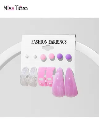 S925 silver needles earrings suitable for summer beach super hot collection acrylic handmade trendy candy color earrings set for girls and ladies 