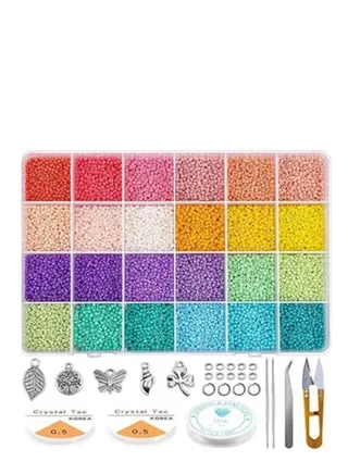 24000 Pcs Glass Seed Beads 2mm Bracelets Necklace Earrings Handmade Jewelry Making Crafts DIY Kit 