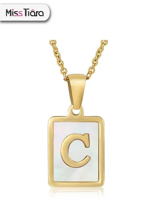Capital Letter A to Z Initial Chain Necklace For Girls Women Stainless Steel Square Charm A to Z Alphabet Pendant Necklace Good idea for birthday gifts graduation commemorations or classmate gifts 