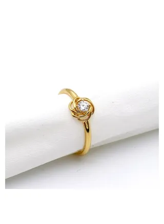 Real Gold Flower Stone Ring 